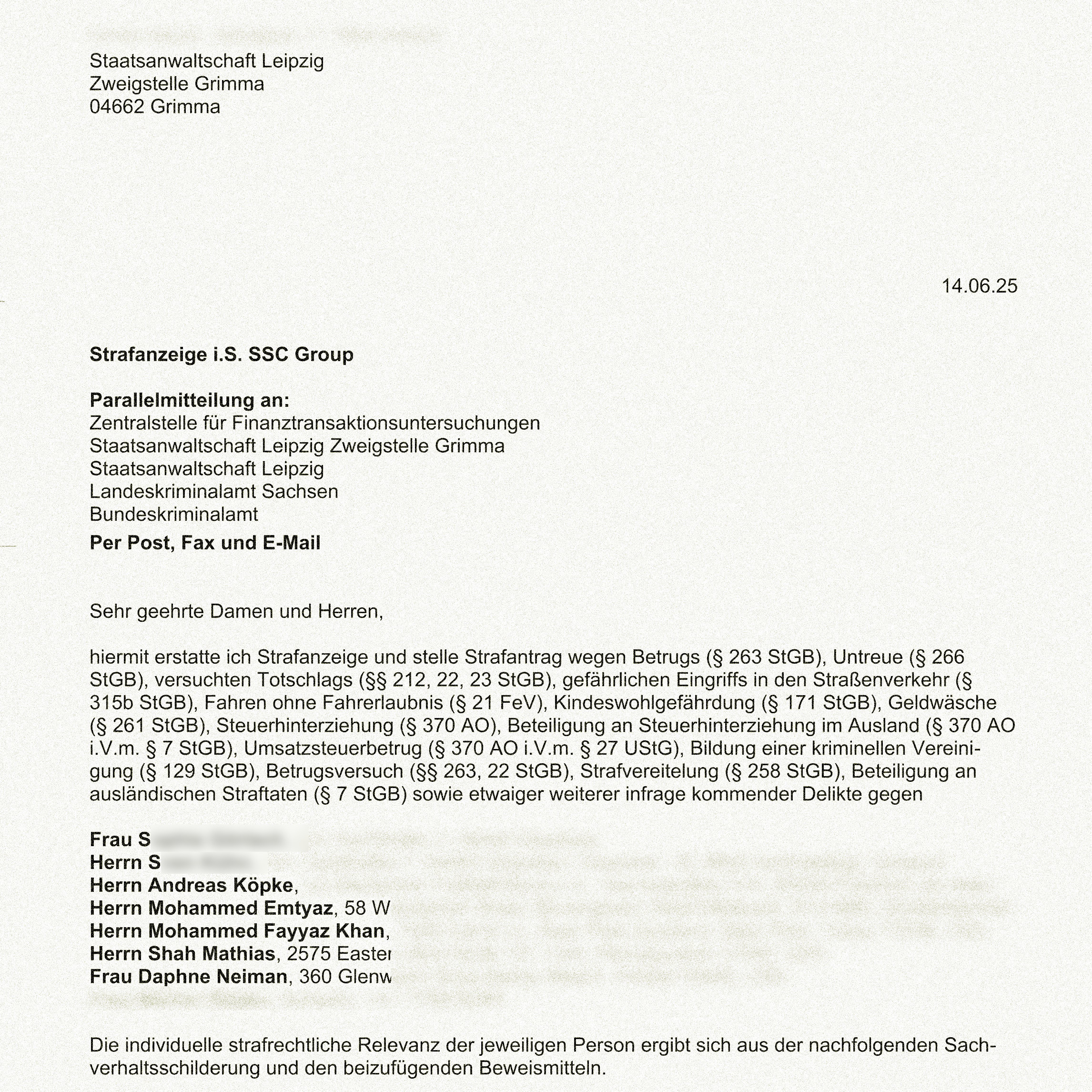 Strafanzeige Andy Köpke